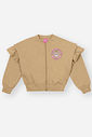 Conjunto Infantil Menina Jaqueta Bomber E Wide Leg Bege Mundo Cinti