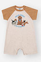 Macacão Infantil Divertto Casual com Cotton Linho Meia Malha e Estampa de Cachorros OFF WHITE/MR BELGA