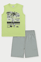 CONJ REGATA E BERMUDA VD FLUOR GREE/SILVER