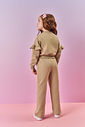 Conjunto Infantil Menina Jaqueta Bomber E Wide Leg Bege Mundo Cinti