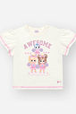 Conjunto Infantil Princeas Cinti de Blusa em Meia Malha com Shorts em Moletinho e Strass NATURAL/RS IOGURTE