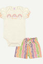 CONJ BODY E SHORTS NATURAL/LJ NEON