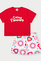 Conjunto Infantil Menina Sweet Flowers Vermelho Abrange