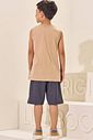 Conjunto de regata em meia malha e bermuda em cotton jeans com elastano 97111 LucBoo Infantil Menino Conjunto de regata em meia malha e bermuda em cotton jeans com elastano 97111 LucBoo Infantil Menino