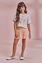 Conjunto de blusa em malha power e short saia em sarja com elastano 96788 Kukiê Infantil Menina