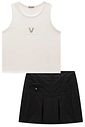 Conjunto de regata em poliamida e short saia em alfaiataria 92683 Vic Teen Menina