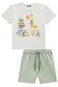 Conjunto de camiseta em meia malha e bermuda em malha alfaiataria com elastano 95051 LucBoo Infantil Menino