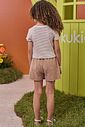 Conjunto de blusa em ribana listrada e short saia em malha  mesclada bicolor 98731 Kukiê Infantil Menina