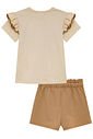 Conjunto de blusa em meia malha e short saia em molevisco 95016 Kukiê Infantil Menina