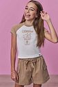Conjunto de blusa em cotton e shorts em sarja com elastano 99086 Vic Teen Menina Conjunto de blusa em cotton e shorts em sarja com elastano 99086 Vic Teen Menina