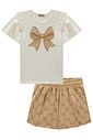 Conjunto de blusa em cotton e short saia em linho com elastano 98783 Infanti Infantil Menina Conjunto de blusa em cotton e short saia em linho com elastano 98783 Infanti Infantil Menina