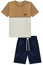 Conjunto de camiseta em meia malha e bermuda em sarja girassol com elastano 97913 LucBoo Infantil Menino Conjunto de camiseta em meia malha e bermuda em sarja girassol com elastano 97913 LucBoo Infantil Menino