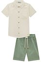 Conjunto de camisa em linho deluxe e bermuda em sarja stretch com elastano 96403 LucBoo Infantil Menino Conjunto de camisa em linho deluxe e bermuda em sarja stretch com elastano 96403 LucBoo Infantil Menino