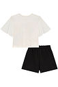 Conjunto de blusa em meia malha e shorts em moletom sem pelúcia 95061 Kukiê Infantil Menina