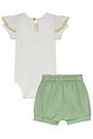 Conjunto de body em suedine e shorts em malha big waffle 95547 Kukiê Bebê Menina Conjunto de body em suedine e shorts em malha big waffle 95547 Kukiê Bebê Menina