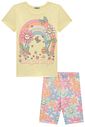 Conjunto de blusa alongada em meia malha e bermuda biker em malha power 95314 Infanti Infantil Menina