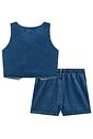 Conjunto de colete e short em jeans 98881 Vic Teen Menina Conjunto de colete e short em jeans 98881 Vic Teen Menina
