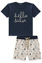 Conjunto de camiseta em meia malha e bermuda em nylon ergonomic com elastano 95453 LucBoo Infantil Menino Conjunto de camiseta em meia malha e bermuda em nylon ergonomic com elastano 95453 LucBoo Infantil Menino