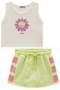 Conjunto de regata em canelado liz e short saia em moletom sem pelúcia 98379 Infanti Infantil Menina