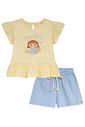 Conjunto de bata em meia malha e shorts em canelado 95217 Kukiê Infantil Menina Conjunto de bata em meia malha e shorts em canelado 95217 Kukiê Infantil Menina