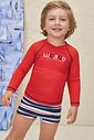 Conjunto de camiseta e sunga em malha UV dry com proteção UV 50+ 99275 LucBoo Infantil Menino