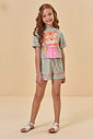 Conjunto de blusa e shorts em malha fresh 95020 Kukiê Infantil Menina