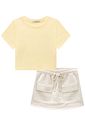 Conjunto de blusa em meia malha e short saia em moletom sem pelúcia 95806 Lilimoon Teen Menina
