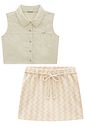 Conjunto de camisa em linho e short saia em malha resort 94412 Vic Teen Menina Conjunto de camisa em linho e short saia em malha resort 94412 Vic Teen Menina