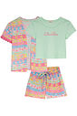Trio de blusa em canelado e shorts e kimono em malha fresh 95231 Kukiê Infantil Menina Trio de blusa em canelado e shorts e kimono em malha fresh 95231 Kukiê Infantil Menina