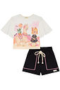 Conjunto de blusa em meia malha e shorts em moletom sem pelúcia 95061 Kukiê Infantil Menina