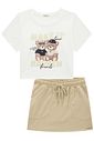 Conjunto de blusa em meia malha e short saia em cotton jeans 95965 Vic Teen Menina Conjunto de blusa em meia malha e short saia em cotton jeans 95965 Vic Teen Menina