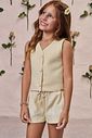 Conjunto de colete e shorts em viscolinho sarjado 98284 Kukiê Infantil Menina