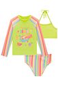 Trio de blusa e biquíni em malha UV dry com proteção UV 50+ 99177 Infanti Infantil Menina