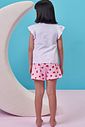 Conjunto de pijama de blusa em meia malha e shorts em malha comfy 99705 Kukiê Infantil Menina