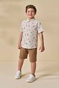 Conjunto de camisa em linho deluxe e bermuda em cotton jeans com elastano 96050 LucBoo Infantil Menino