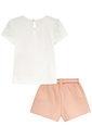 Conjunto de blusa em cotton e short saia em moletom sem pelúcia 95249 Kukiê Infantil Menina