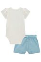Conjunto de body em cotton e shorts em malha big waffle 98388 Kukiê Bebê Menina