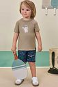 Conjunto de camiseta em meia malha flamê e bermuda em nylon ergonomic com elastano 97915 LucBoo Infantil Menino Conjunto de camiseta em meia malha flamê e bermuda em nylon ergonomic com elastano 97915 LucBoo Infantil Menino