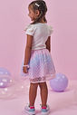 Conjunto de blusa em cotton e saia em tule paetê bordado (com shorts embutido) 99437 Kukiê Infantil Menina