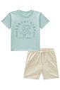 Conjunto de camiseta em meia malha mesclada e bermuda em linho santorine com elastano 95171 Johnny Fox Teen Menino Conjunto de camiseta em meia malha mesclada e bermuda em linho santorine com elastano 95171 Johnny Fox Teen Menino