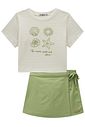 Conjunto de blusa em malha texturizada e short saia em linho santorine 99327 Lilimoon Teen Menina