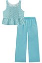 Conjunto de bata em linho bordado e calça mariner em tecido linho 97017 Infanti Infantil Menina Conjunto de bata em linho bordado e calça mariner em tecido linho 97017 Infanti Infantil Menina