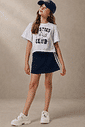Conjunto de blusa em meia malha e saia em soft line com shorts embutido 96912 Vic Teen Menina