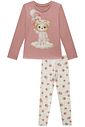 Conjunto de pijama de blusa em meia malha com calça legging em malha comfy 92399 Infanti Infantil Menina Conjunto de pijama de blusa em meia malha com calça legging em malha comfy 92399 Infanti Infantil Menina