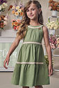 Vestido em linho com elastano 99040 Infanti Infantil Menina