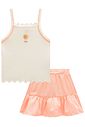 Conjunto de regata em tricot prime e saia em tricoline (Com short embutido) 98057 Kukiê Infantil Menina