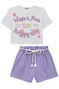Conjunto de blusa em meia malha e tela e shorts em blend de viscose 93215 Infanti Infantil Menina Conjunto de blusa em meia malha e tela e shorts em blend de viscose 93215 Infanti Infantil Menina