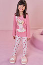 Conjunto de pijama de blusa em meia malha com calça legging em malha comfy 92399 Infanti Infantil Menina Conjunto de pijama de blusa em meia malha com calça legging em malha comfy 92399 Infanti Infantil Menina