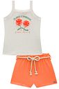 Conjunto de regata em cotton e shorts em crepe cascalho 98281 Kukiê Infantil Menina Conjunto de regata em cotton e shorts em crepe cascalho 98281 Kukiê Infantil Menina