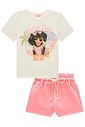 Conjunto de blusa em meia malha e shorts em moletom sem pelúcia 99619 Kukiê Infantil Menina Conjunto de blusa em meia malha e shorts em moletom sem pelúcia 99619 Kukiê Infantil Menina